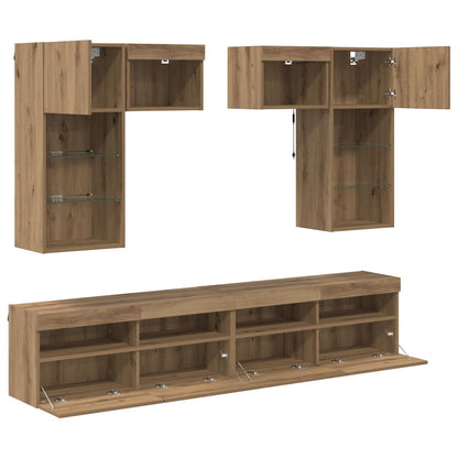 TV Wall Units Wall-mounted 6 pcs Old Wood Engineered Wood