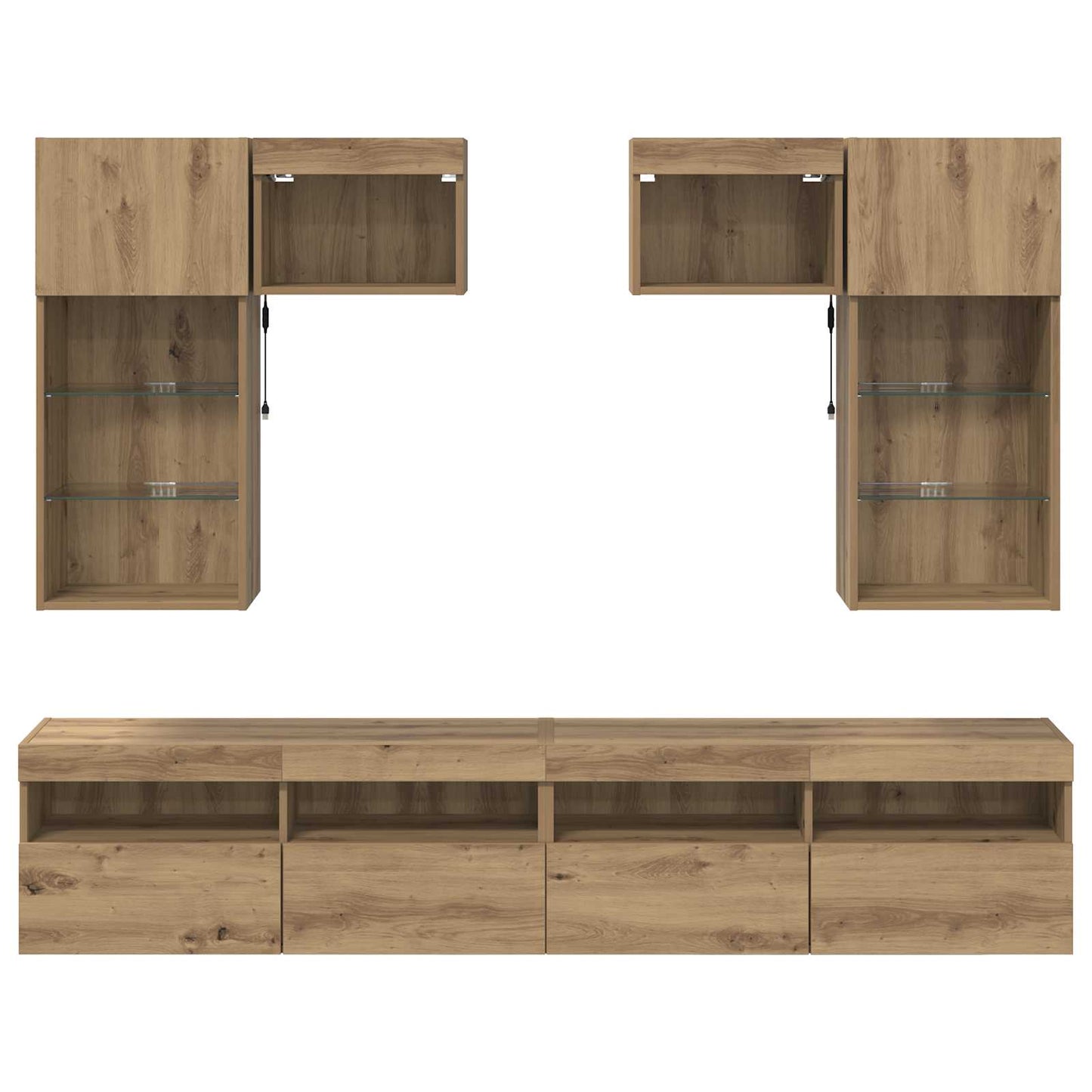 TV Wall Units Wall-mounted 6 pcs Old Wood Engineered Wood