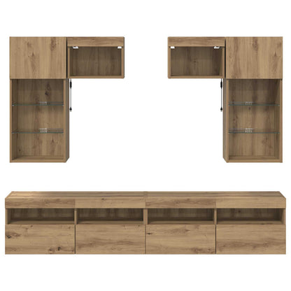 TV Wall Units Wall-mounted 6 pcs Old Wood Engineered Wood