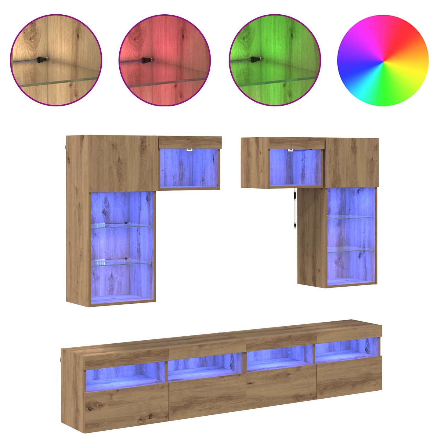 TV Wall Units Wall-mounted 6 pcs Old Wood Engineered Wood