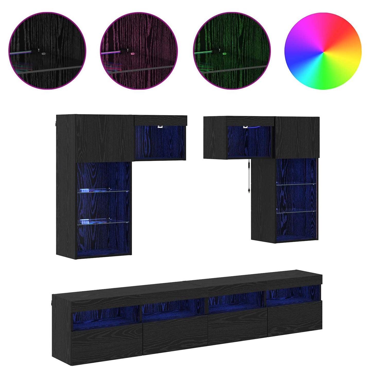 TV Wall Units Wall-mounted 6 pcs Artisan Oak Engineered Wood