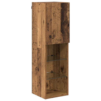TV Wall Cabinet Set with LED Lights with LED 7 pcs Old Wood