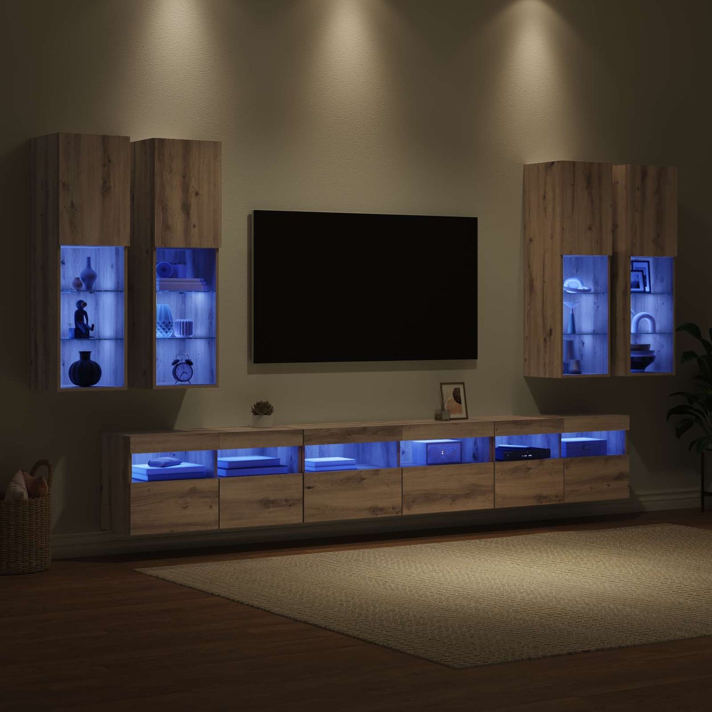 TV Wall Cabinet Set 7 pcs Artisan Oak Engineered Wood