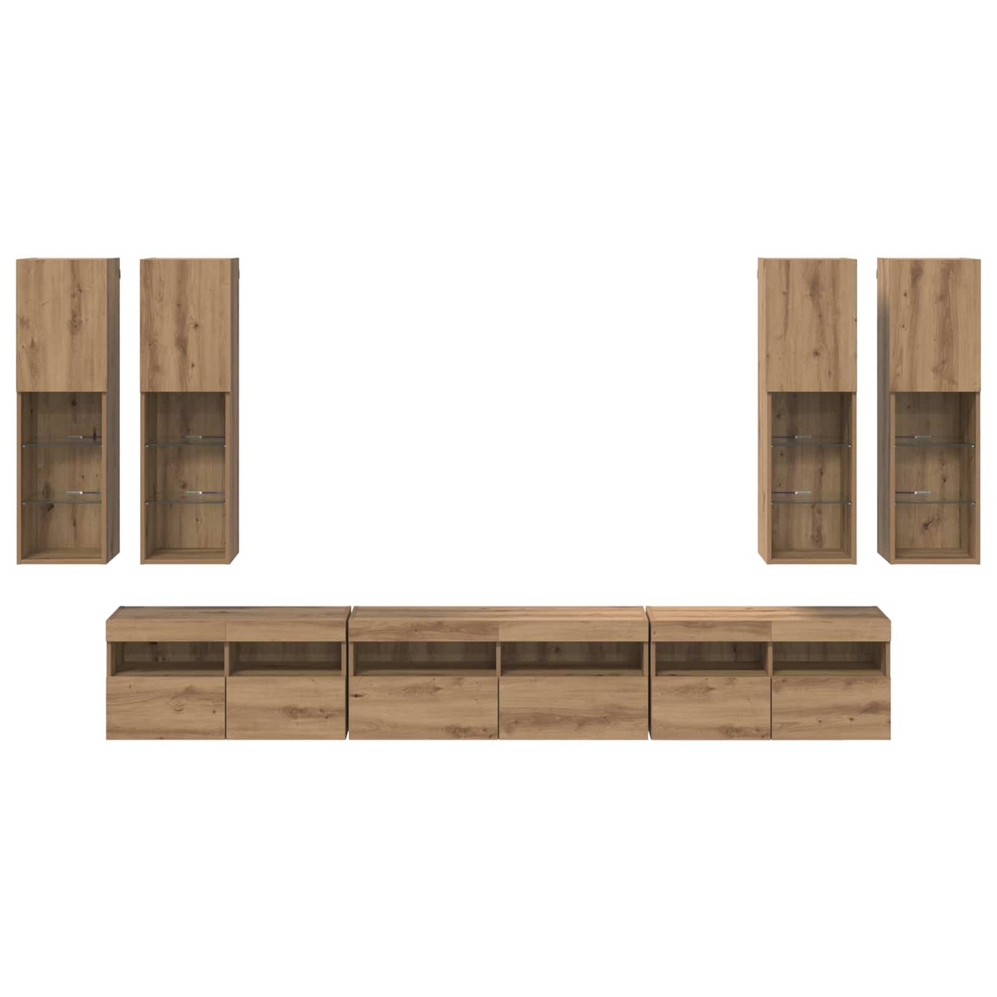 TV Wall Cabinet Set 7 pcs Artisan Oak Engineered Wood