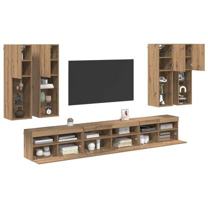 TV Wall Cabinet Set 7 pcs Artisan Oak Engineered Wood