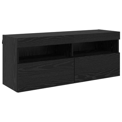 TV Wall Cabinet Set 7 pcs Black Oak Engineered Wood