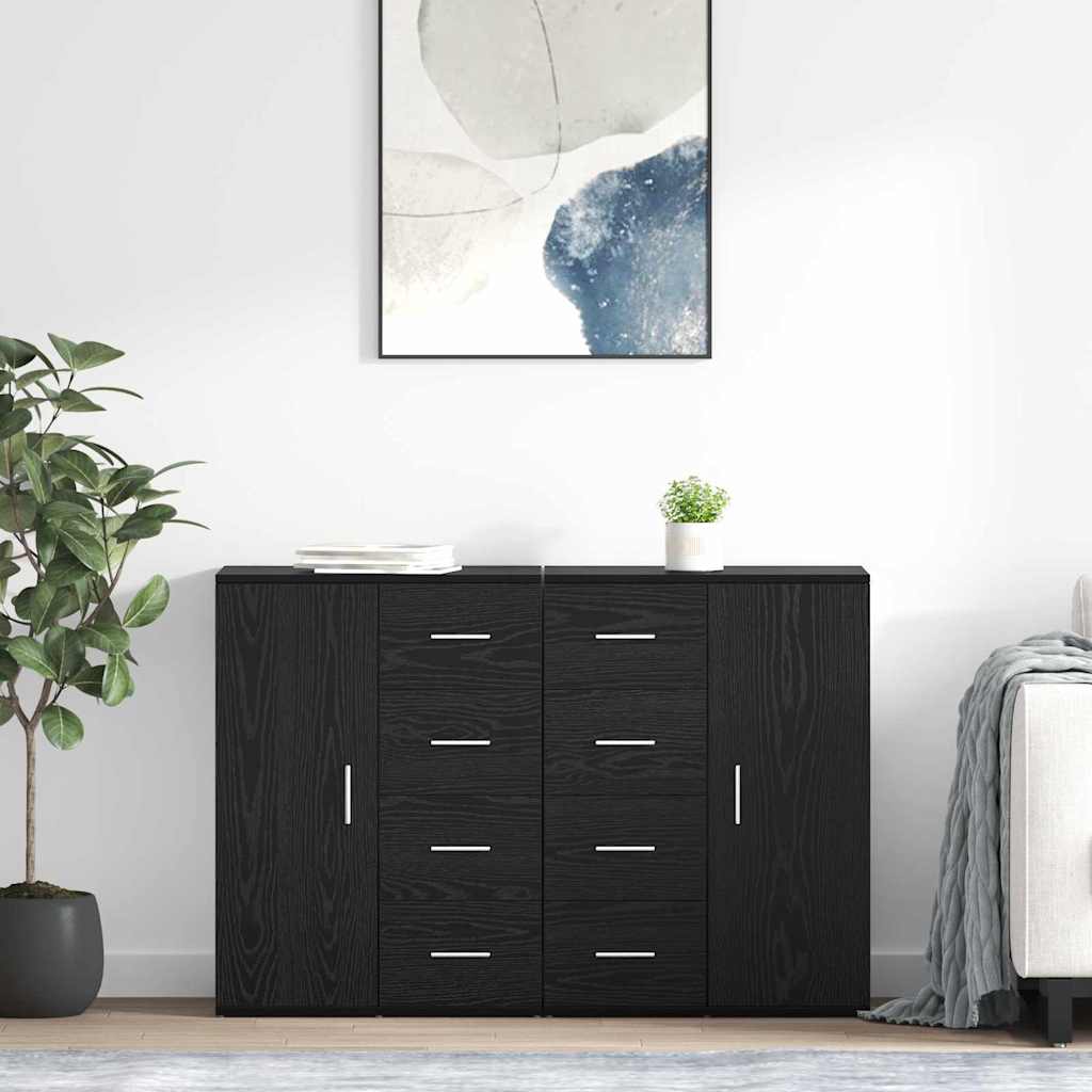 Sideboards with Drawer Corona 2 pcs Black Oak 59 x 39 x 80 cm