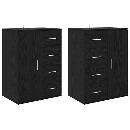 Sideboards with Drawer Corona 2 pcs Black Oak 59 x 39 x 80 cm