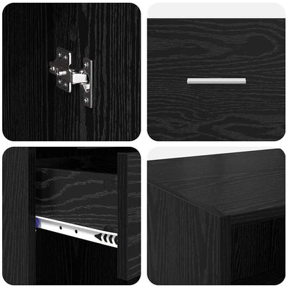 Highboard Black Oak 50 x 42.5 x 225 cm Engineered Wood
