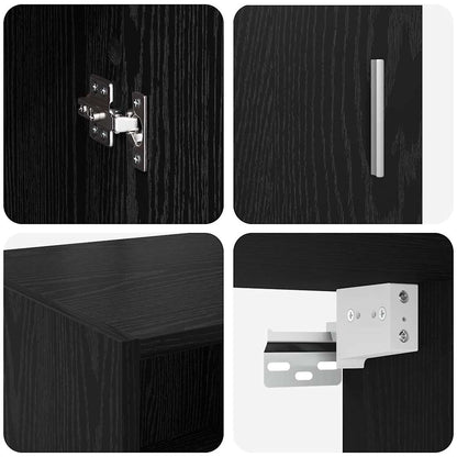 Storage Cabinet Black Oak 80 x 42.5 x 225 cm Engineered Wood