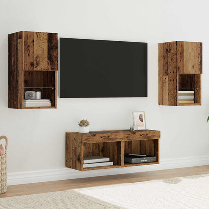 TV Wall Cabinets Wall-mounted 4 pcs Old Wood Engineered Wood