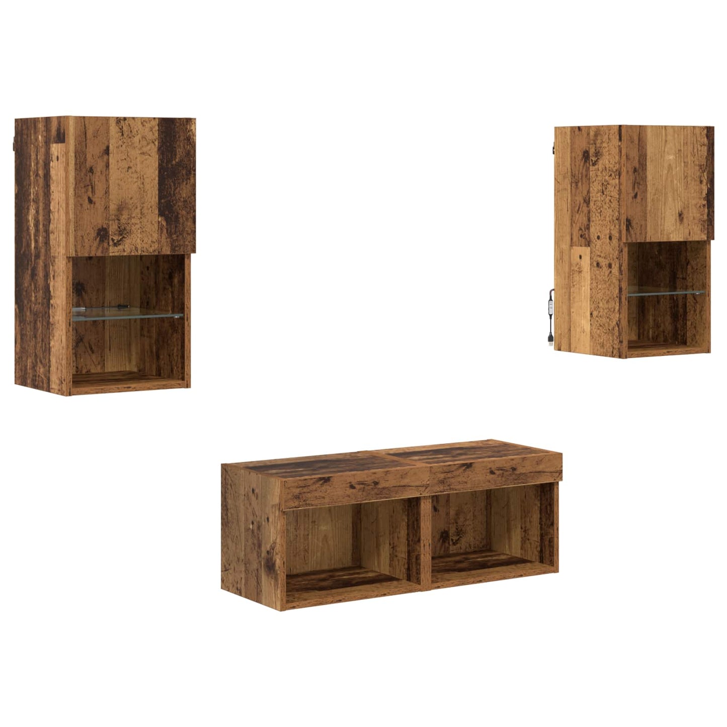 TV Wall Cabinets Wall-mounted 4 pcs Old Wood Engineered Wood