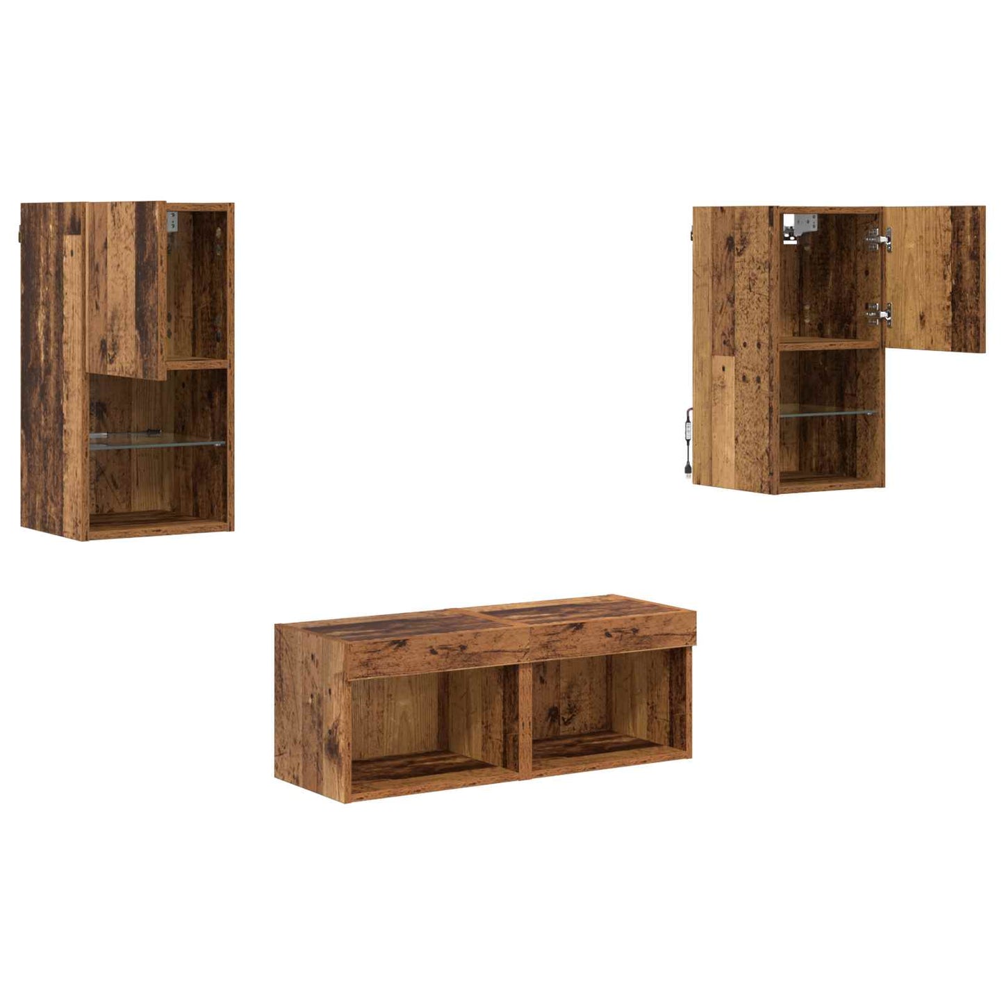 TV Wall Cabinets Wall-mounted 4 pcs Old Wood Engineered Wood