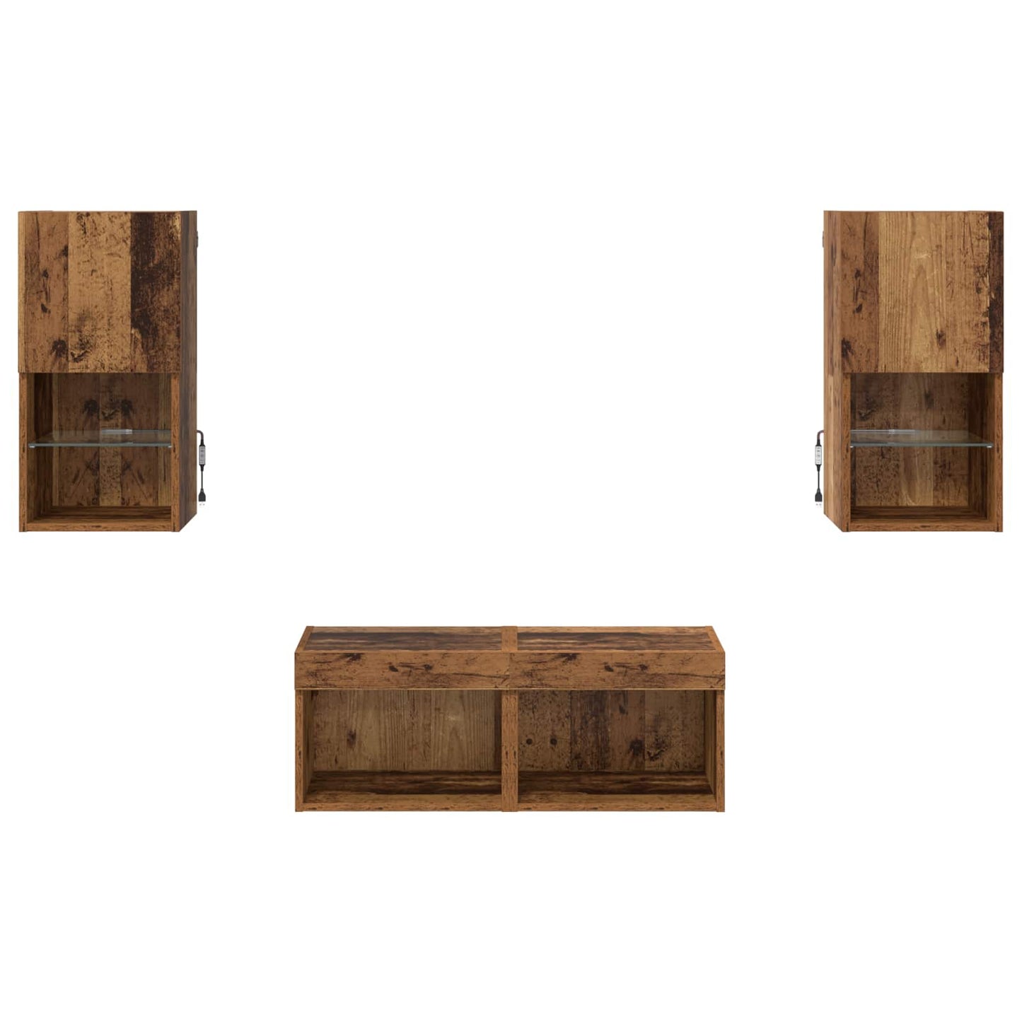 TV Wall Cabinets Wall-mounted 4 pcs Old Wood Engineered Wood
