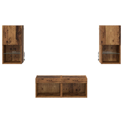 TV Wall Cabinets Wall-mounted 4 pcs Old Wood Engineered Wood