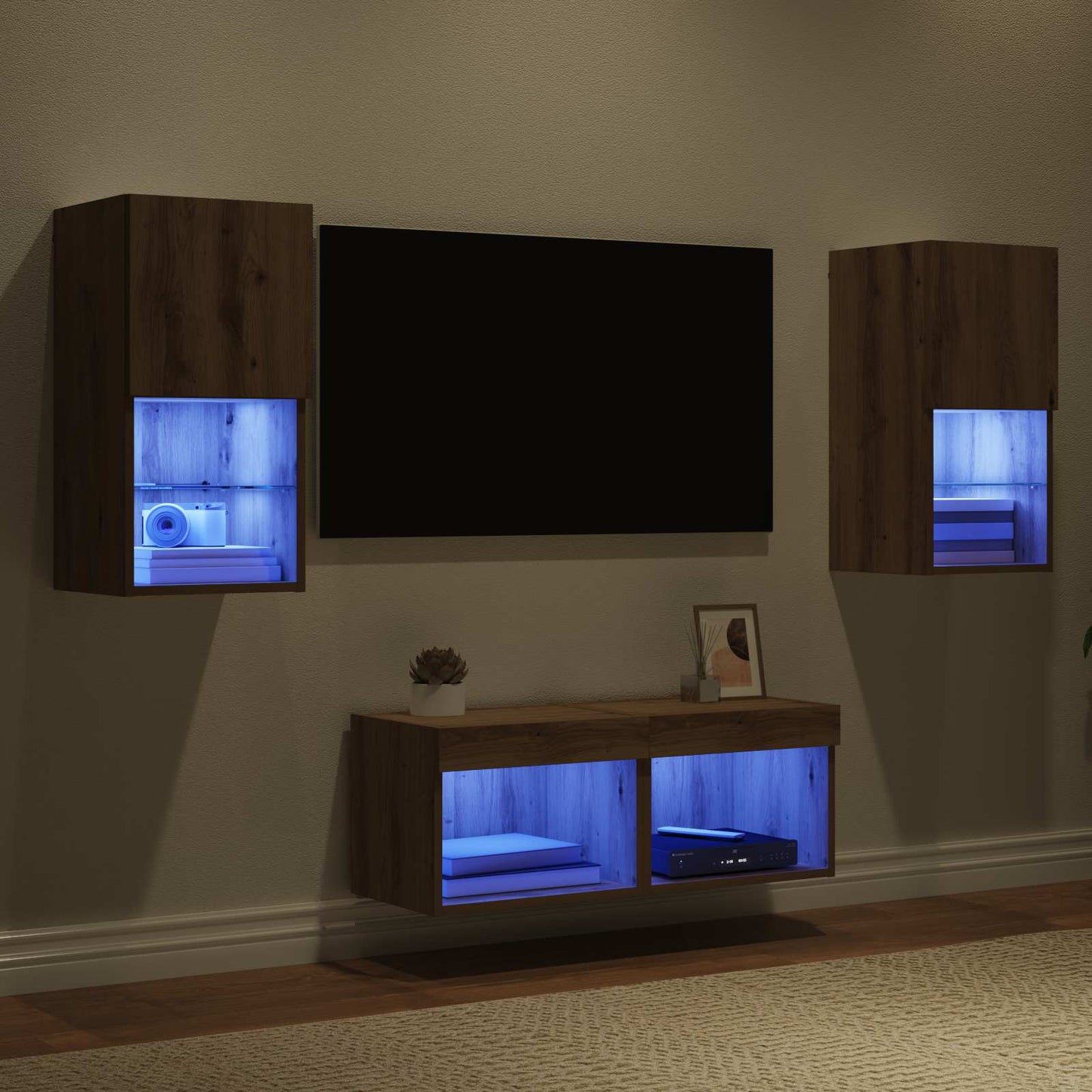 TV Wall Cabinets Wall-mounted 4 pcs Artisan Oak Engineered Wood