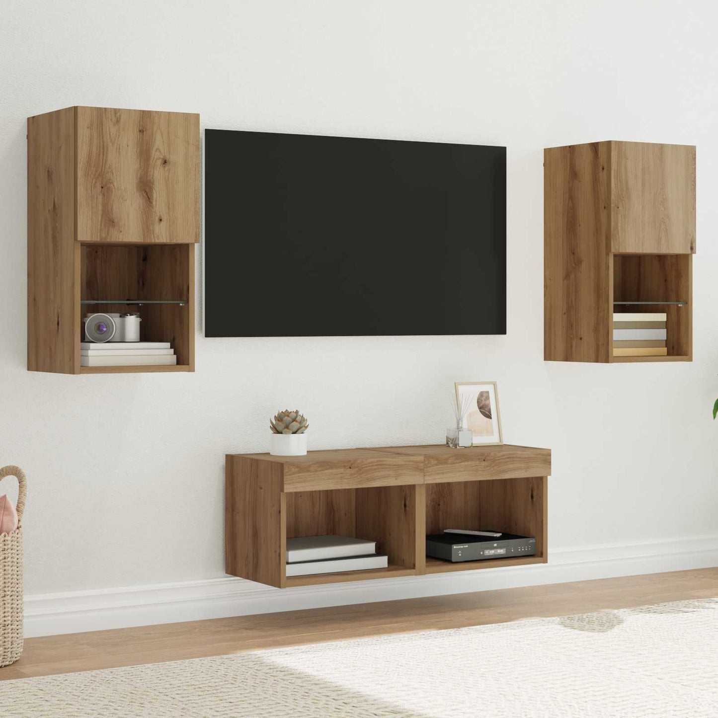 TV Wall Cabinets Wall-mounted 4 pcs Artisan Oak Engineered Wood