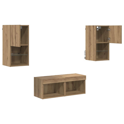 TV Wall Cabinets Wall-mounted 4 pcs Artisan Oak Engineered Wood