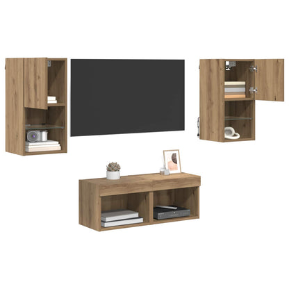 TV Wall Cabinets Wall-mounted 4 pcs Artisan Oak Engineered Wood