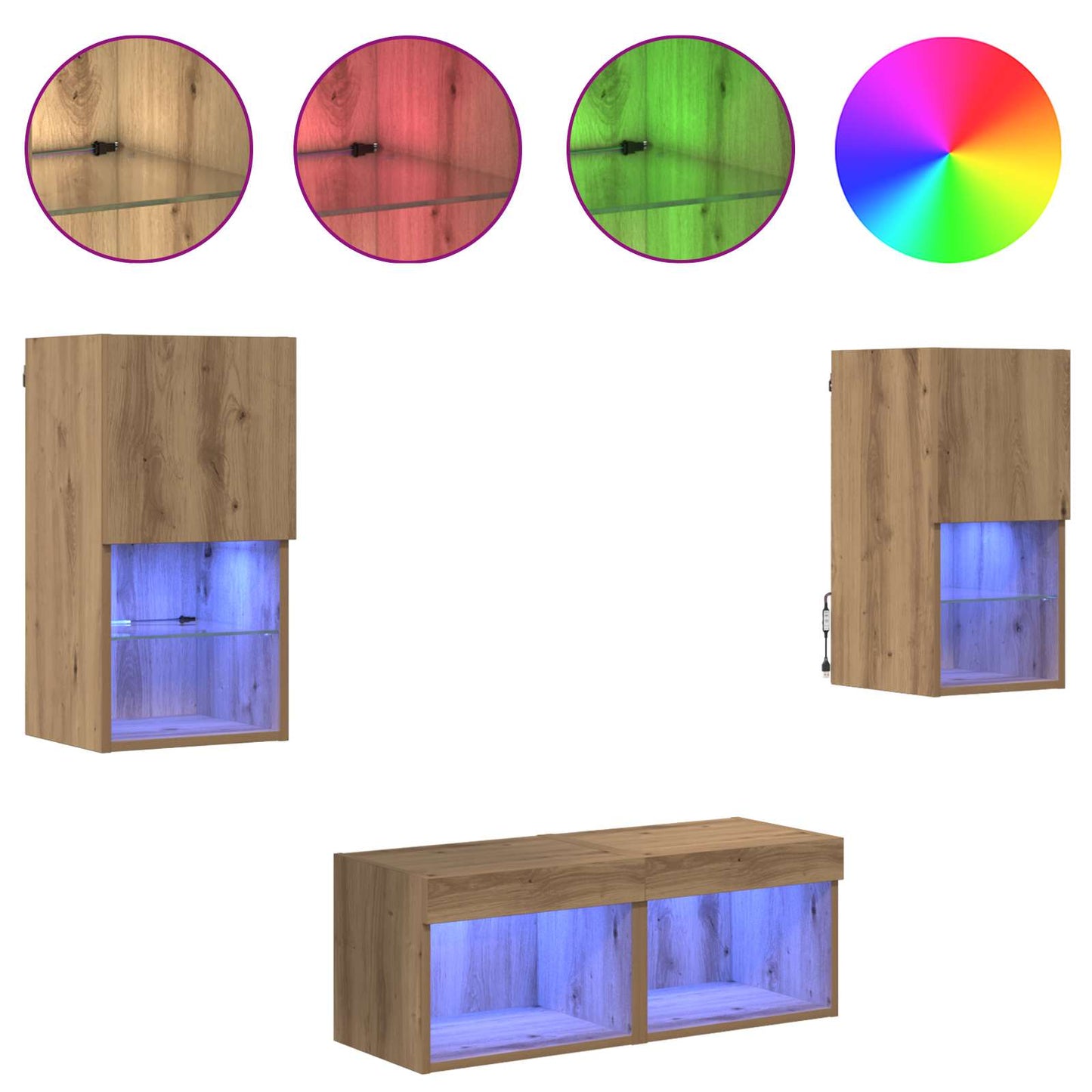 TV Wall Cabinets Wall-mounted 4 pcs Artisan Oak Engineered Wood