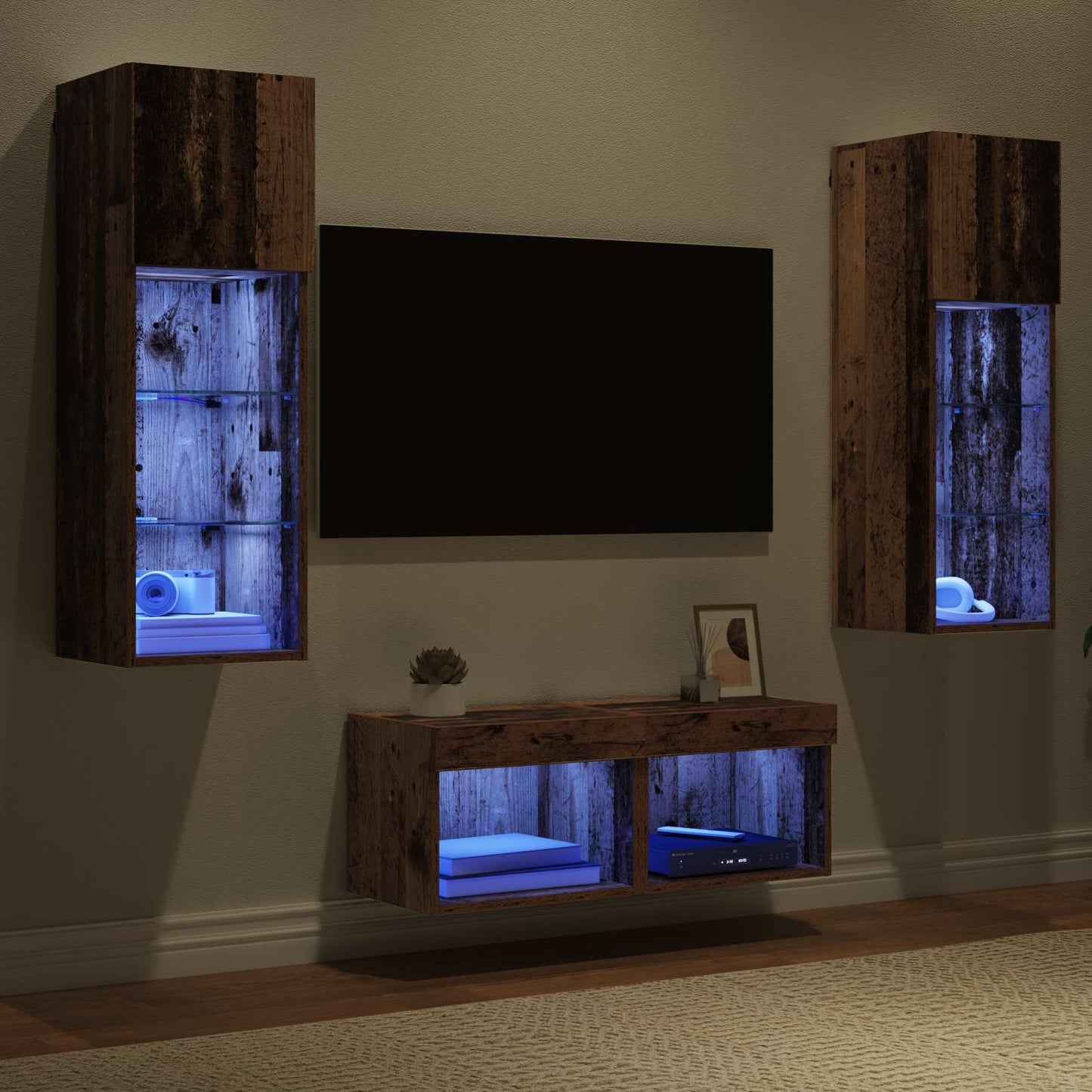 TV Wall Cabinets Wall-mounted 4 pcs Artisan Oak Engineered Wood