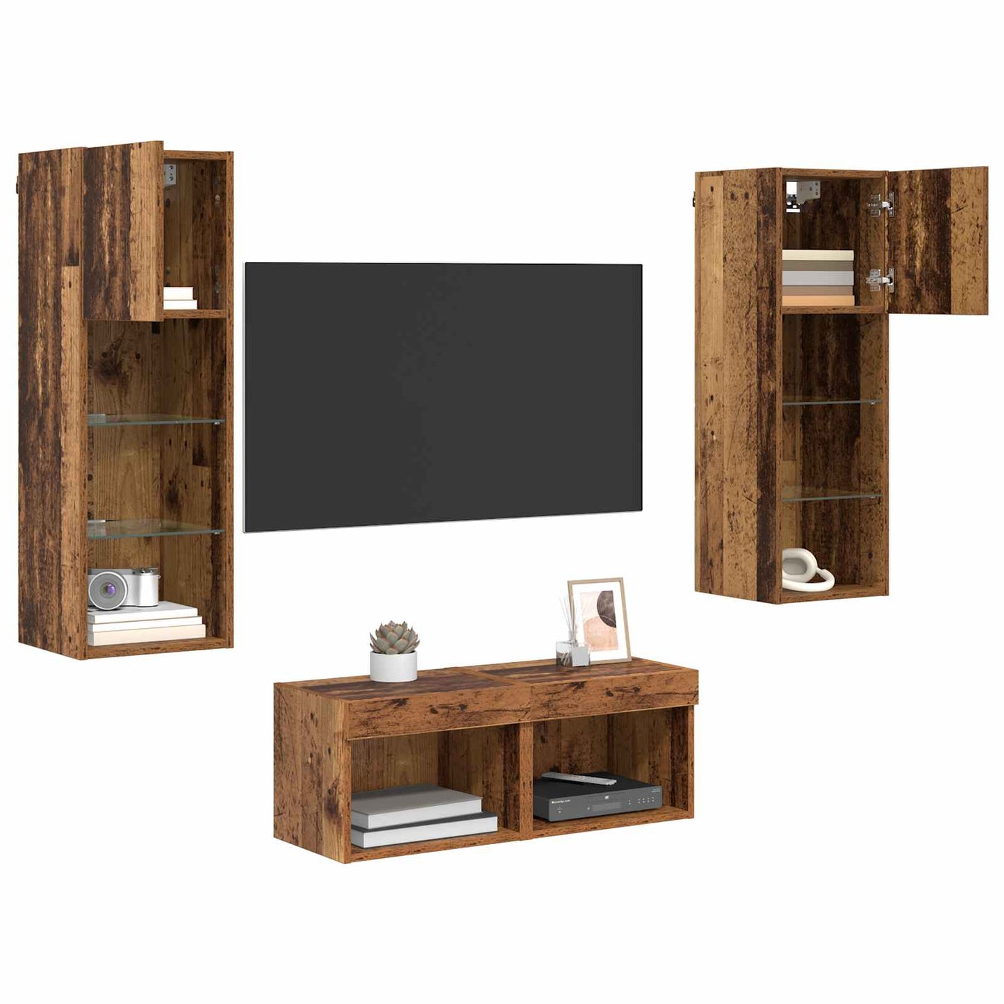 TV Wall Cabinets Wall-mounted 4 pcs Artisan Oak Engineered Wood
