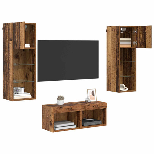 TV Wall Cabinets Wall-mounted 4 pcs Artisan Oak Engineered Wood