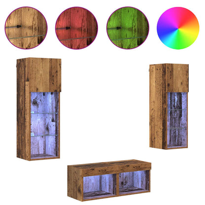 TV Wall Cabinets Wall-mounted 4 pcs Artisan Oak Engineered Wood