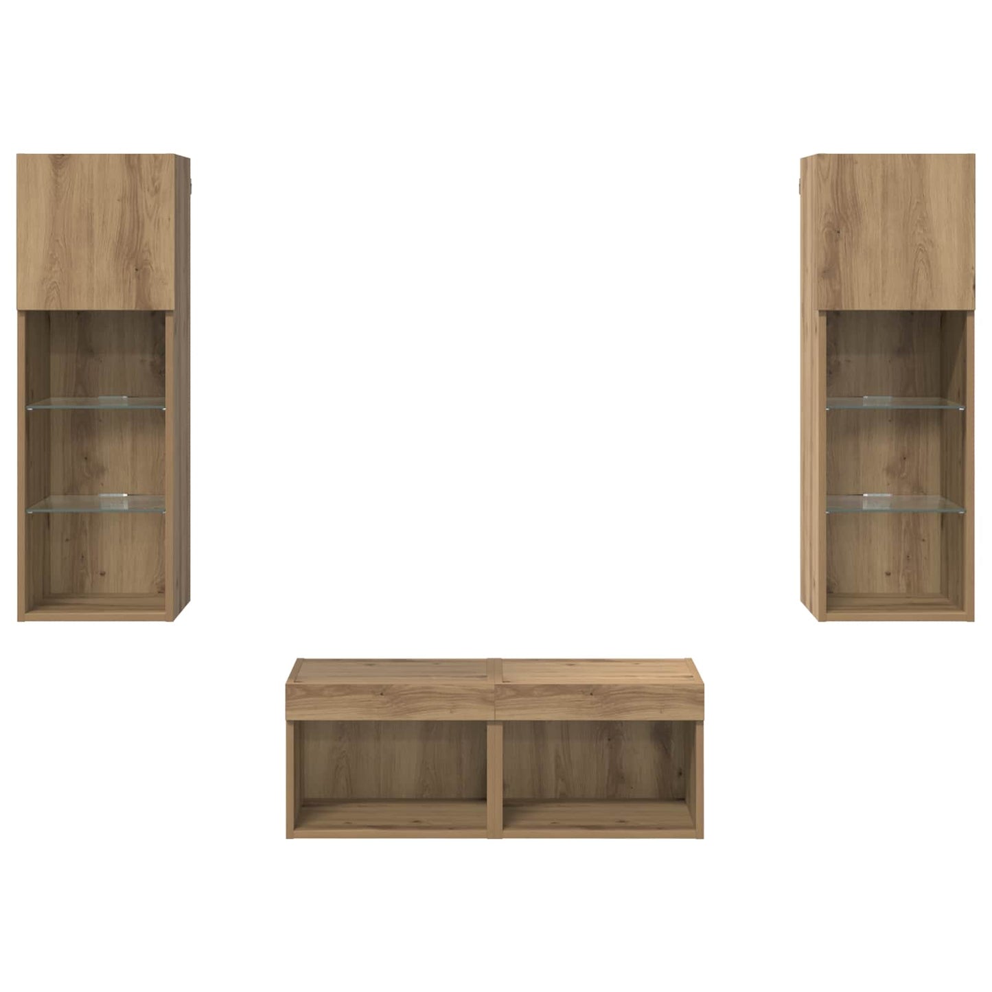 TV Wall Cabinets Wall-mounted 4 pcs Black Oak Engineered Wood