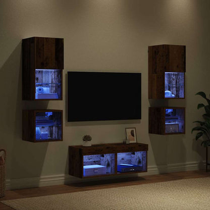 TV Wall Units 8 pcs Old Wood Engineered Wood