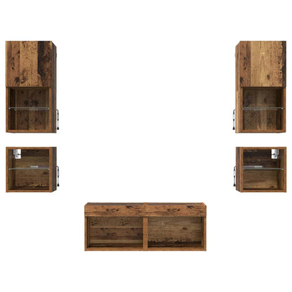 TV Wall Units 8 pcs Old Wood Engineered Wood