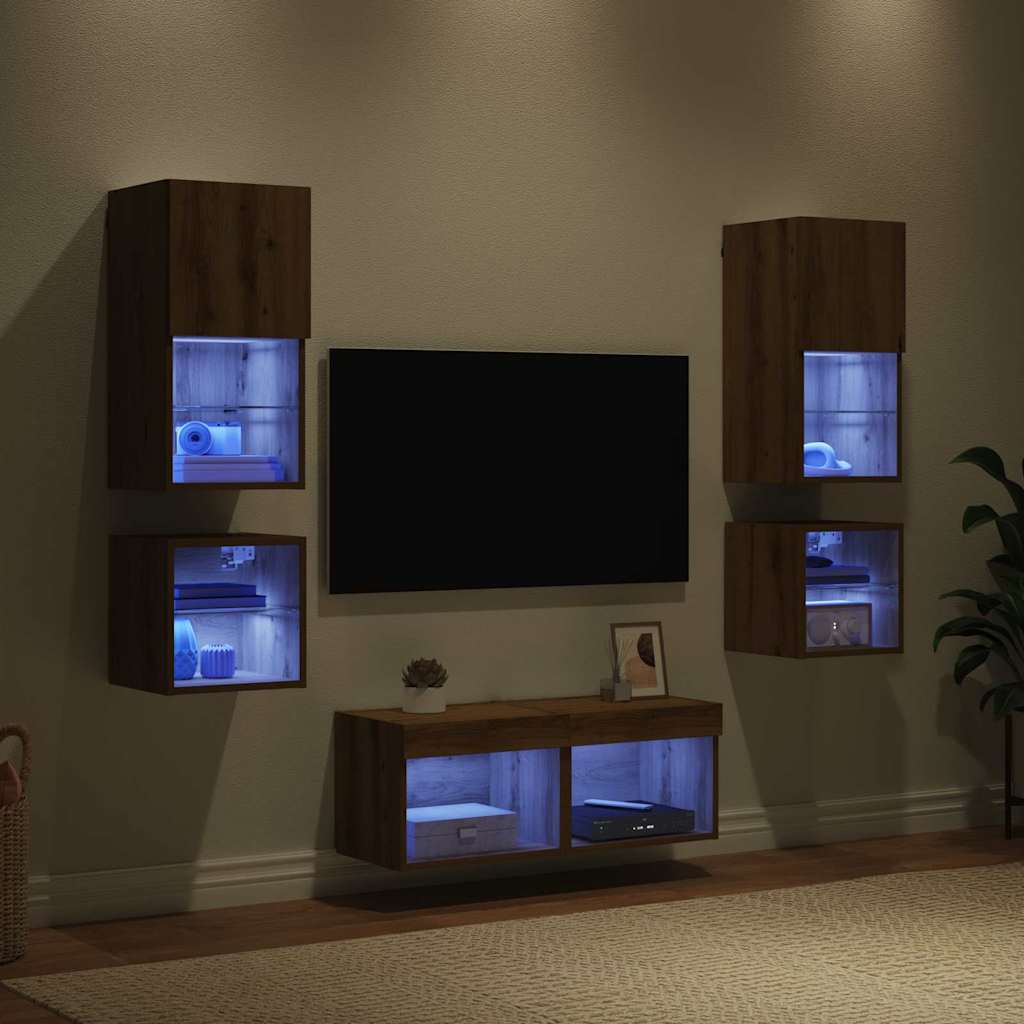 TV Wall Units 8 pcs Artisan Oak Engineered Wood