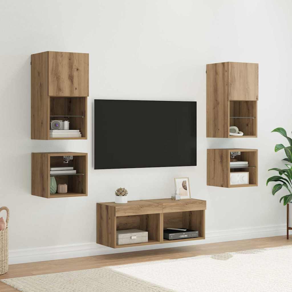 TV Wall Units 8 pcs Artisan Oak Engineered Wood