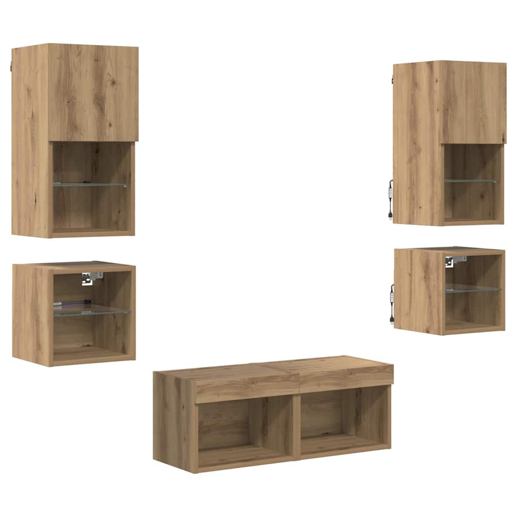 TV Wall Units 8 pcs Artisan Oak Engineered Wood