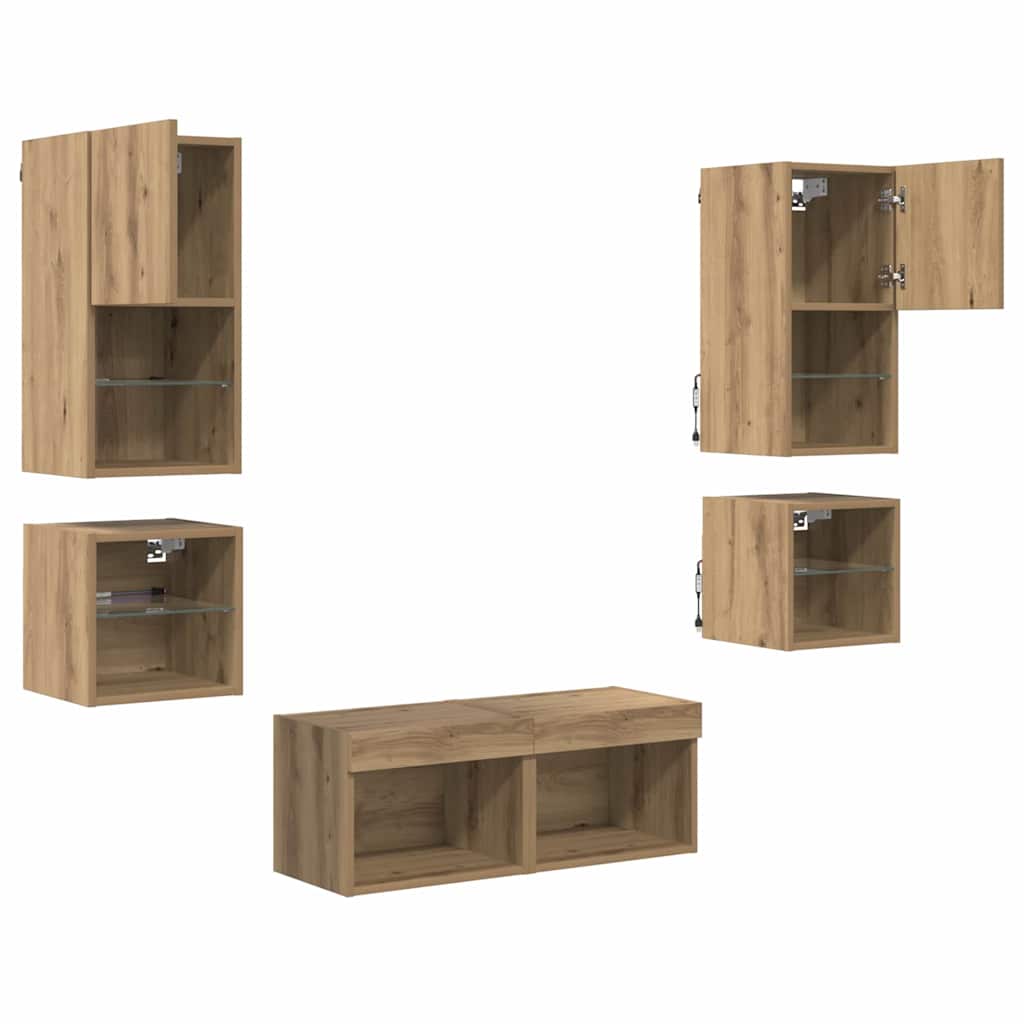 TV Wall Units 8 pcs Artisan Oak Engineered Wood