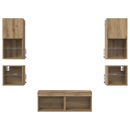 TV Wall Units 8 pcs Artisan Oak Engineered Wood
