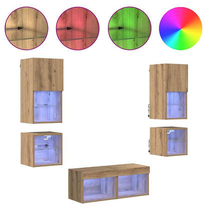 TV Wall Units 8 pcs Artisan Oak Engineered Wood