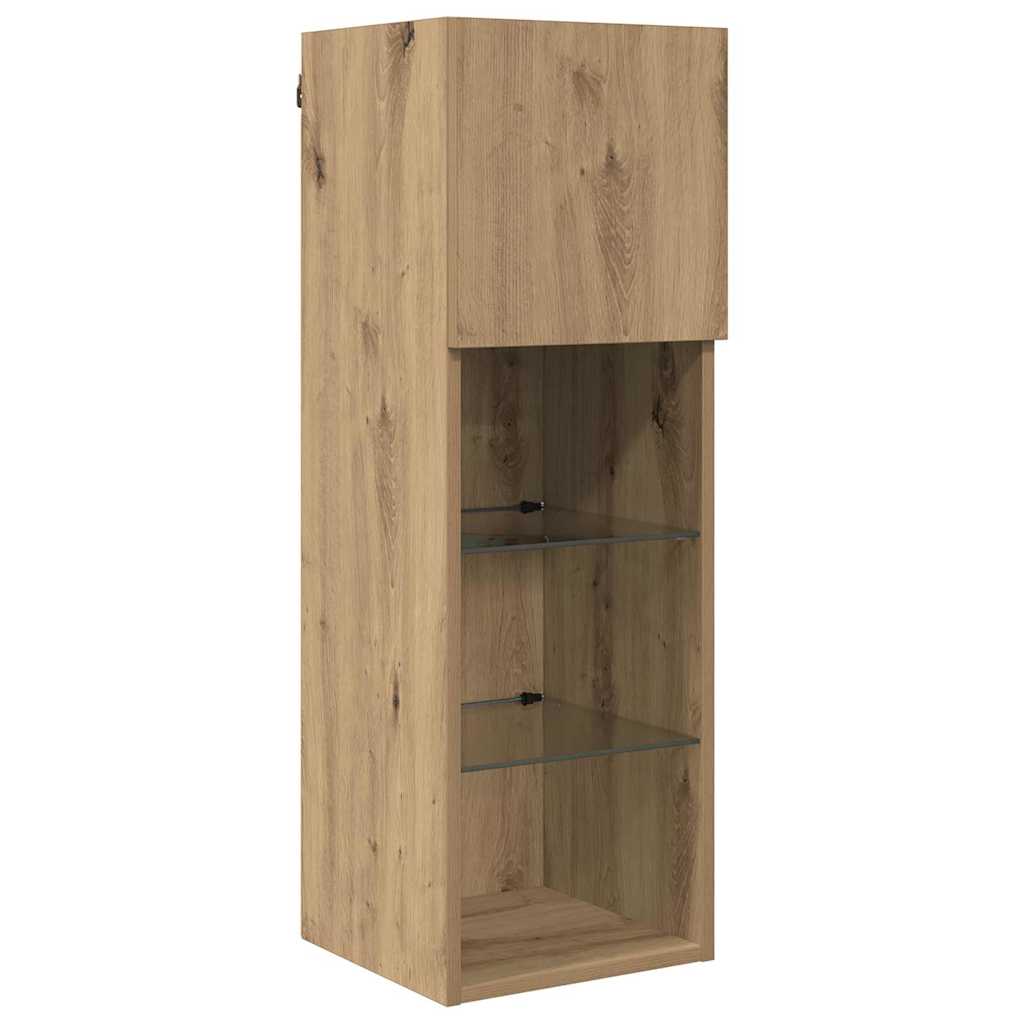 TV Wall Units Wall-mounted 5 pcs Black Oak Engineered Wood
