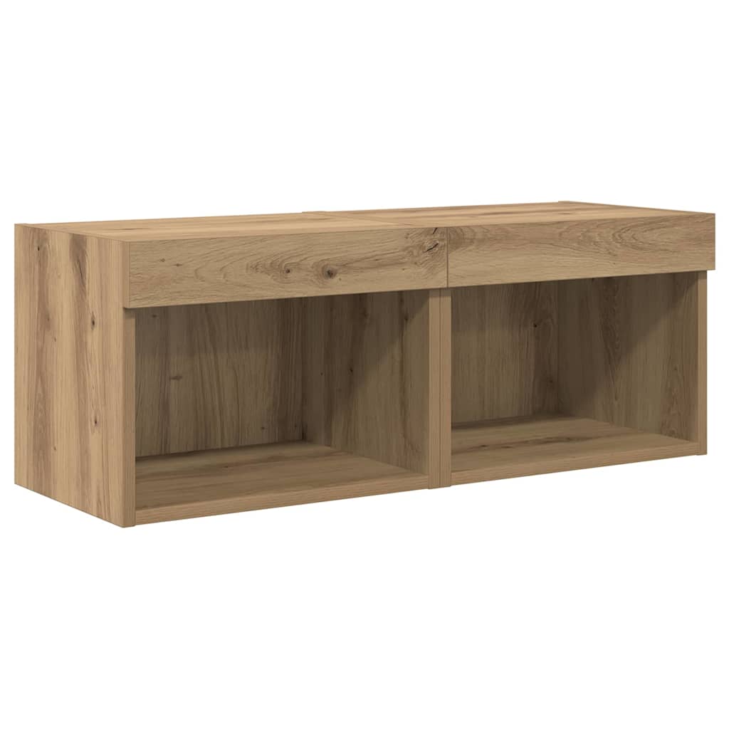 TV Wall Units Wall-mounted 5 pcs Black Oak Engineered Wood