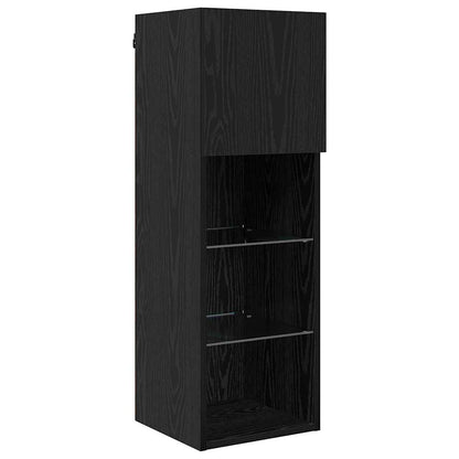 TV Wall Units Wall-mounted 5 pcs Black Oak Engineered Wood