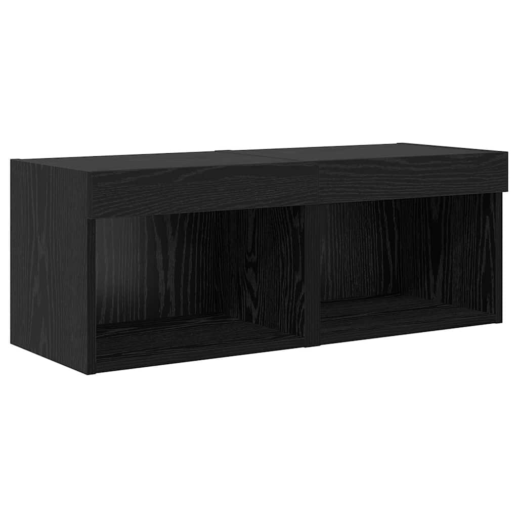 TV Wall Units Wall-mounted 5 pcs Black Oak Engineered Wood