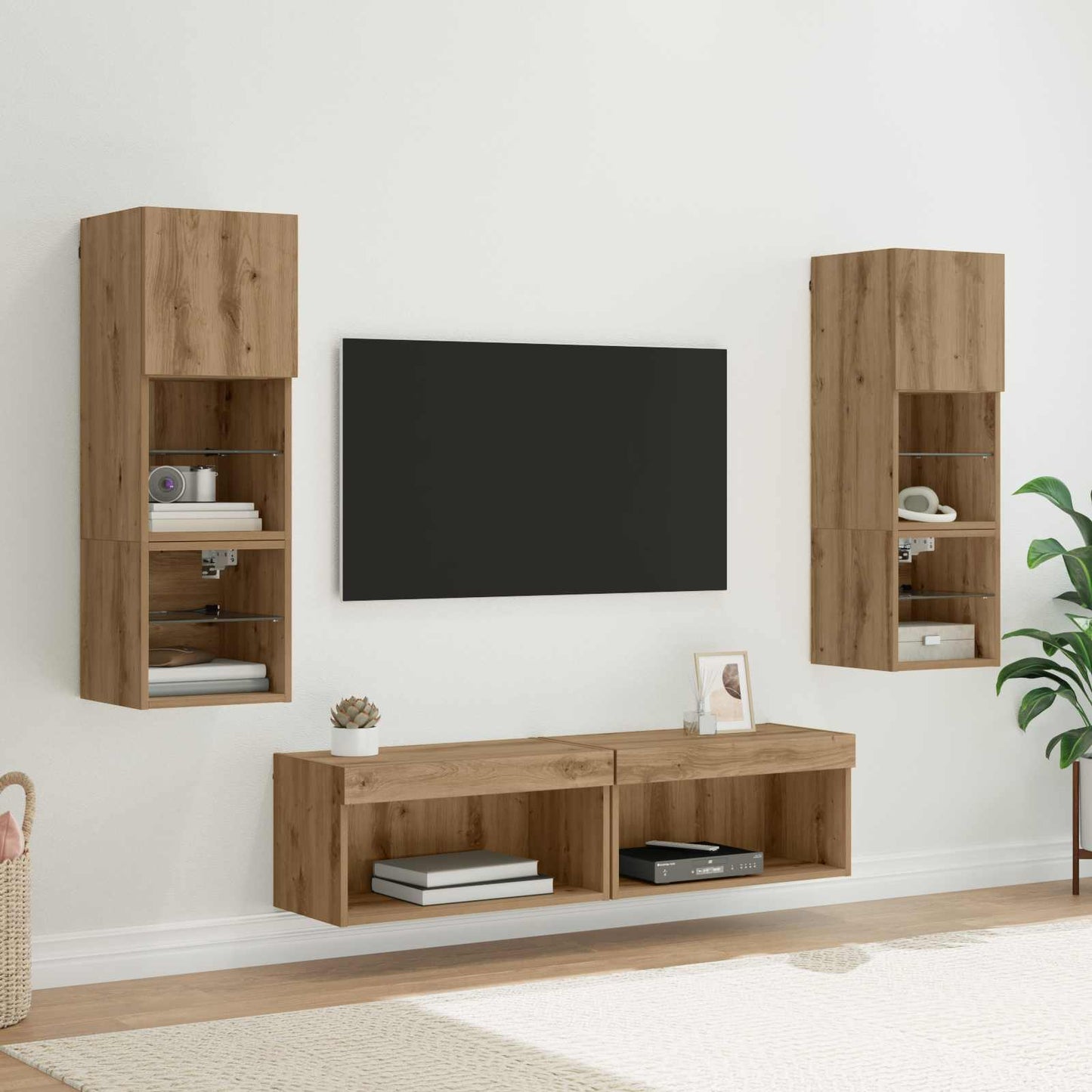 TV Wall Unit Wall-mounted 6 pcs Artisan Oak Engineered Wood
