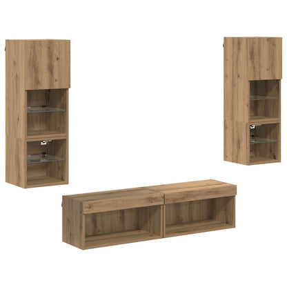 TV Wall Unit Wall-mounted 6 pcs Artisan Oak Engineered Wood