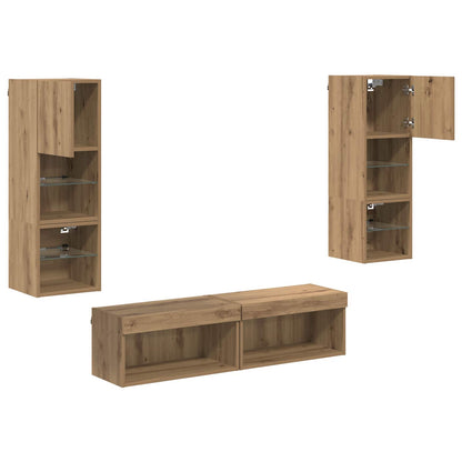 TV Wall Unit Wall-mounted 6 pcs Artisan Oak Engineered Wood