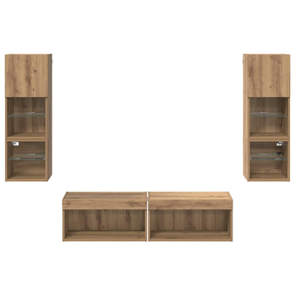 TV Wall Unit Wall-mounted 6 pcs Artisan Oak Engineered Wood