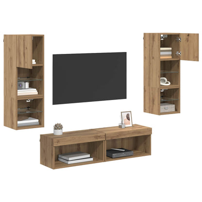TV Wall Unit Wall-mounted 6 pcs Artisan Oak Engineered Wood