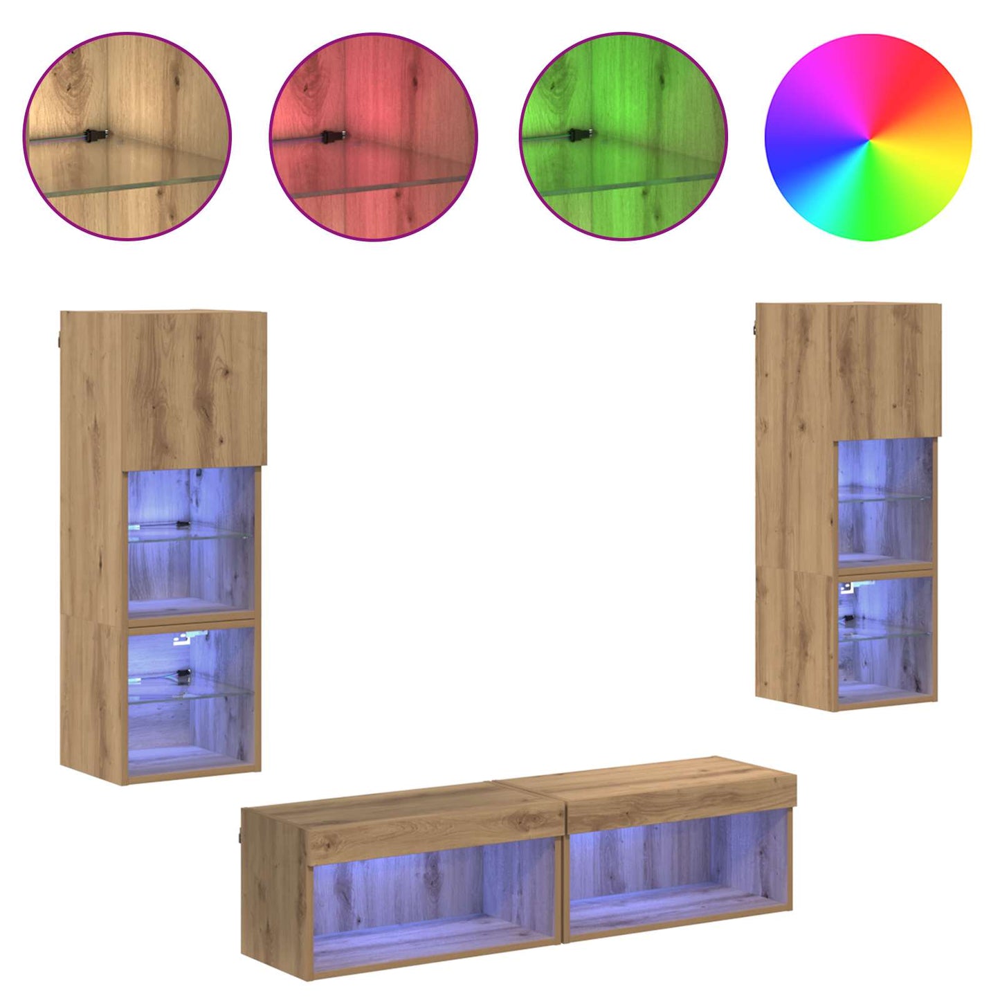 TV Wall Unit Wall-mounted 6 pcs Artisan Oak Engineered Wood