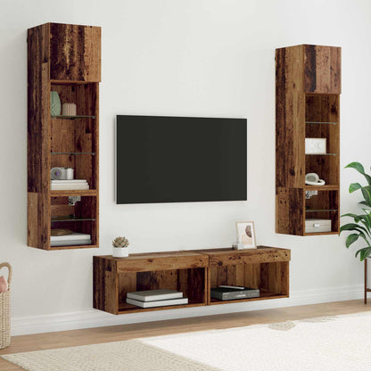 TV Wall Unit Wall-mounted 6 pcs Old Wood Engineered Wood