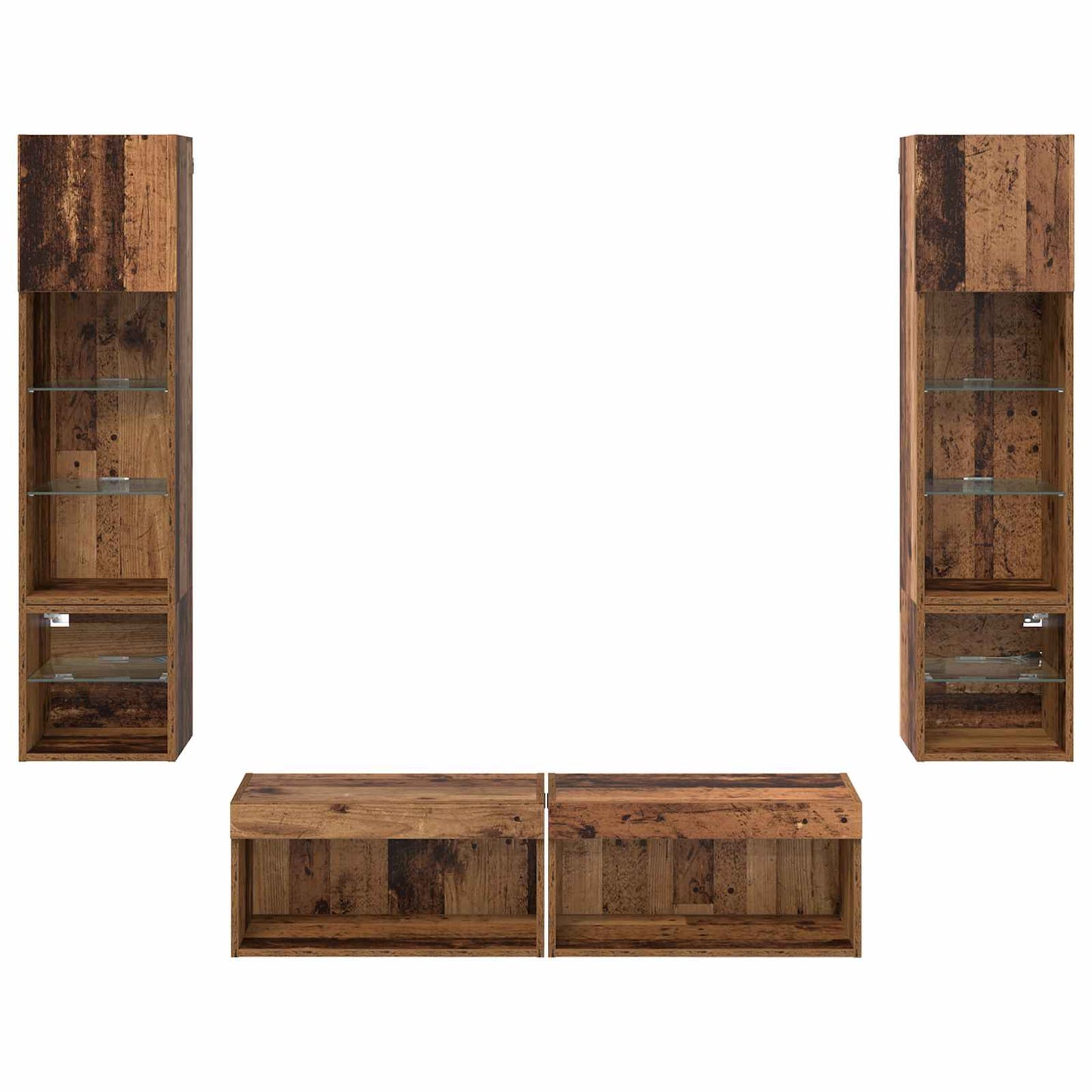 TV Wall Unit Wall-mounted 6 pcs Old Wood Engineered Wood