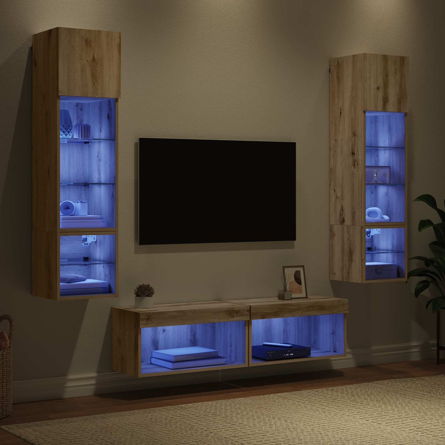 TV Wall Unit Wall-mounted 6 pcs Artisan Oak Engineered Wood